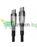 Кабел за данни Baseus Glimmer, Type-C - Type-C, 100W, PD, 1.0m, Черен - 40483 Кабел за данни Baseus Glimmer, Type-C - Type-C, 100W, PD, 1.0m, Черен - 40483