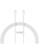 Кабел за данни Baseus Superior 2, Type-C - Type-C, 30W, PD, 2.0m, Бял - 40423 Кабел за данни Baseus Superior 2, Type-C - Type-C, 30W, PD, 2.0m, Бял - 40423