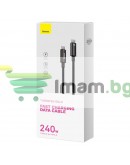 Кабел за данни Baseus Tungsten Gold, Type-C - Type-C, 240W, 1.0m, Черен - 40455 Кабел за данни Baseus Tungsten Gold, Type-C - Type-C, 240W, 1.0m, Черен - 40455