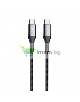 Кабел за данни DeTech DE-43CC2, Type-C - Type-C, PD, 2.0m, Черен - 40265