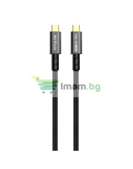 Кабел за данни DeTech DE-C-C, 100W, 4K, 10GB/s, Type-C - Type-C, PD, 1.0m, Черен - 40345