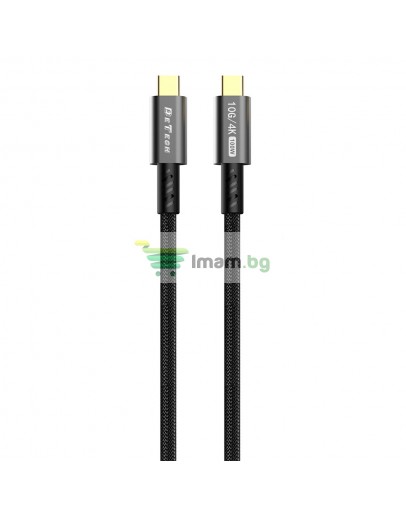 Кабел за данни DeTech DE-C-C, 100W, 4K, 10GB/s, Type-C - Type-C, PD, 1.0m, Черен - 40345