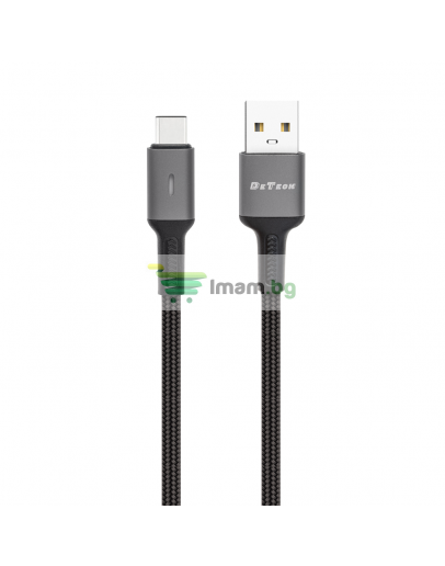 Кабел за данни DeTech DE-C39C, Type-C, 1.0m, Черен - 40202