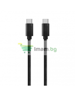 Кабел за данни DeTech, USB Type-C - USB Type-C 2.0, 1.0m, С оплетка, Черен - 14966