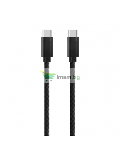 Кабел за данни DeTech, USB Type-C - USB Type-C 2.0, 1.0m, С оплетка, Черен - 14966