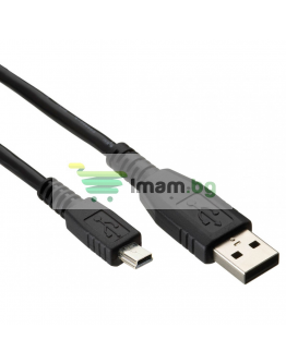 Кабел DeTech USB - USB Mini, 1.5m, Черен - 18071