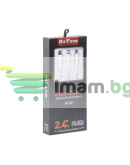 Кабел за зареждане DeTech DE-C40, 3 в 1, Micro USB, Lightning, Type-C, 1.0m, Бял - 40203