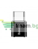 Преходник Baseus Mini, Micro USB F към Type-C, OTG, Черен - 40398