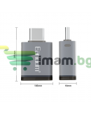 Преходник Earldom ET-OT60, USB F 3.0 към Type-C, OTG, Сив - 40212