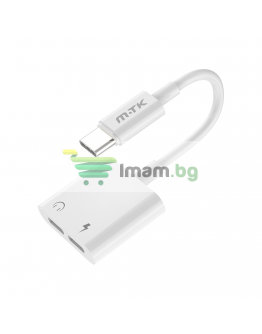 Преходник Moveteck TB1284, Type-C към 2 x Type-C F, 0.15m, Бял - 40155