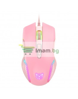 Геймърска мишка Onikuma CW905, Оптична, 7D, RGB, Розов - 766