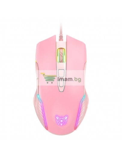 Геймърска мишка Onikuma CW905, Оптична, 7D, RGB, Розов - 766