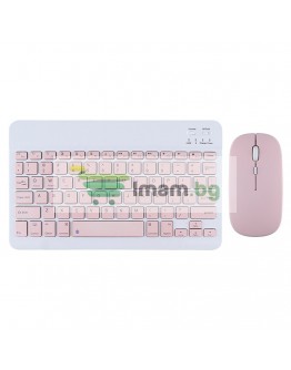 Комплект мишка и клавиатура No brand 030, Bluetooth, Розов - 6167