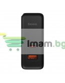 Мрежово зарядно устройство Baseus GaN5 Pro Fast, 100W, С PD кабел, Черен - 40411