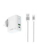Мрежово зарядно устройство LDNIO A4403C, 1xUSB, 1xType-C PD, С Micro USB кабел, Бял - 40091 Мрежово зарядно устройство LDNIO A4403C, 1xUSB, 1xType-C PD, С Micro USB кабел, Бял - 40091
