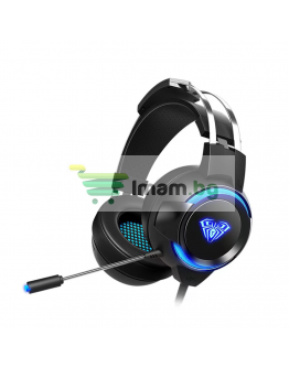 Слушалки Aula G91, За компютър, Подсветка, Микрофон, USB + 3.5mm, Сив - 20543