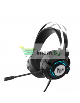 Слушалки Aula S602, За компютър, Подсветка, Микрофон, USB + 3.5mm, Сив - 20545