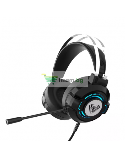 Слушалки Aula S602, За компютър, Подсветка, Микрофон, USB + 3.5mm, Сив - 20545