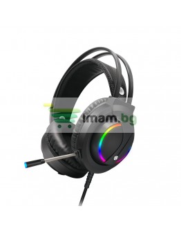 Слушалки Moveteck CT019, За компютър, Подсветка, Микрофон, USB + 3.5mm, Черен - 20516