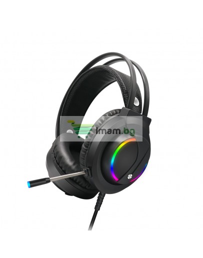 Слушалки Moveteck CT019, За компютър, Подсветка, Микрофон, USB + 3.5mm, Черен - 20516