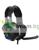 Слушалки Onikuma K10, За компютър, Микрофон, Подсветка, 3.5mm, USB, Черен - 20745