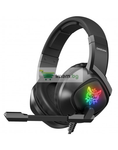 Слушалки Onikuma K19, За компютър, Микрофон, Подсветка, 3.5mm, USB, Черен - 20687