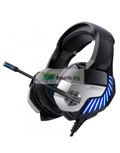 Слушалки Onikuma K5 Pro, За компютър, Микрофон, Подсветка, 3.5mm, USB, Черен - 20686