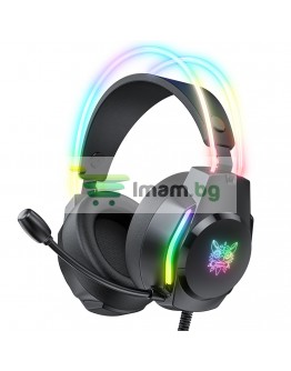 Слушалки Onikuma X26, За компютър, Микрофон, Подсветка, 3.5mm, USB, Черен - 20744
