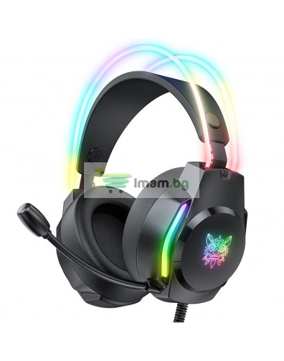 Слушалки Onikuma X26, За компютър, Микрофон, Подсветка, 3.5mm, USB, Черен - 20744