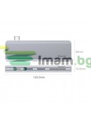 USB хъб Baseus Harmonica, 5 Порта, Type-C към 2xUSB 3.0, PD, TF, Micro SD, Сив - 12078