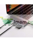 USB хъб Baseus Harmonica, 5 Порта, Type-C към 2xUSB 3.0, PD, TF, Micro SD, Сив - 12078