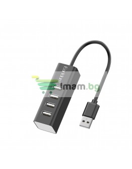 USB хъб Earldom ET-HUB14, USB 2.0, 4 Порта, Черен - 12067