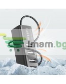 USB хъб Earldom ET-HUB14, USB 2.0, 4 Порта, Черен - 12067