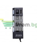 USB хъб No Brand, USB 2.0, 4 Порта, Черен - 12053