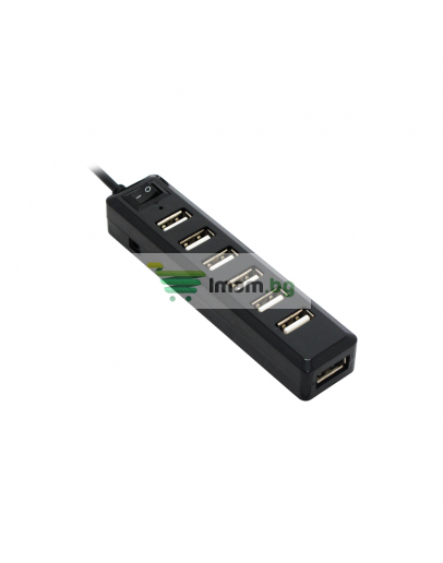 USB хъб No Brand, USB 2.0, 7 Порта, Черен - 12057