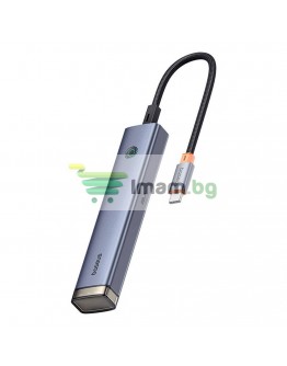 Докинг станция Baseus UltraJoy, 6 порта, Type-C към 2xUSB 3.0, USB 2.0, Type-C, PD, HDMI, RJ45, Сив - 12070