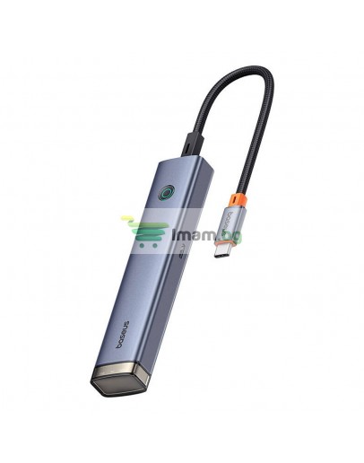 Докинг станция Baseus UltraJoy, 6 порта, Type-C към 2xUSB 3.0, USB 2.0, Type-C, PD, HDMI, RJ45, Сив - 12070