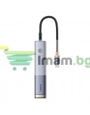 Докинг станция Baseus UltraJoy, 6 порта, Type-C към 2xUSB 3.0, USB 2.0, Type-C, PD, HDMI, RJ45, Сив - 12070