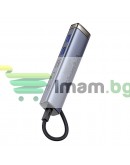 Докинг станция Baseus UltraJoy, 6 порта, Type-C към 2xUSB 3.0, USB 2.0, Type-C, PD, HDMI, RJ45, Сив - 12070
