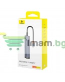 Докинг станция Baseus UltraJoy, 6 порта, Type-C към 2xUSB 3.0, USB 2.0, Type-C, PD, HDMI, RJ45, Сив - 12070