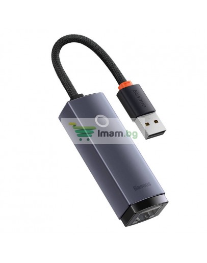 Мрежов адаптер Baseus Lite, USB към RJ45, 100Mbps, Сив - 40390