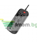 Разклонител LDNIO SE6403, 6 гнезда, CEE 7/3, 2500W, 4 x USB F, 2.0m, Черен - 40298