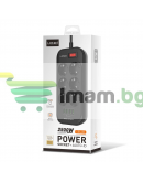 Разклонител LDNIO SE6403, 6 гнезда, CEE 7/3, 2500W, 4 x USB F, 2.0m, Черен - 40298