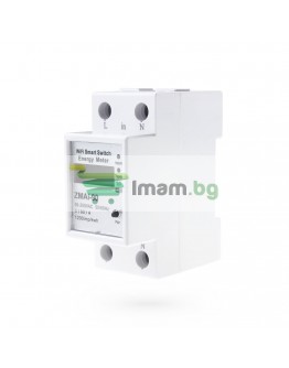 Смарт електромер No brand PST-ZMAi-90, За 35mm DIN, 220V, 60A, Wi-Fi, Tuya Smart, Бял - 91023