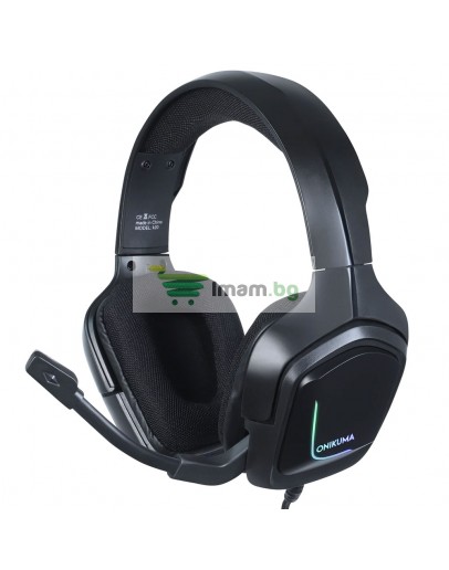 Слушалки Onikuma K20, За компютър, Микрофон, Подсветка, 3.5mm, USB, Черен - 20777