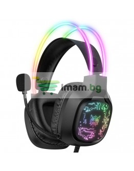 Слушалки Onikuma X22, За компютър, Микрофон, Подсветка, 3.5mm, USB, Черен - 20773