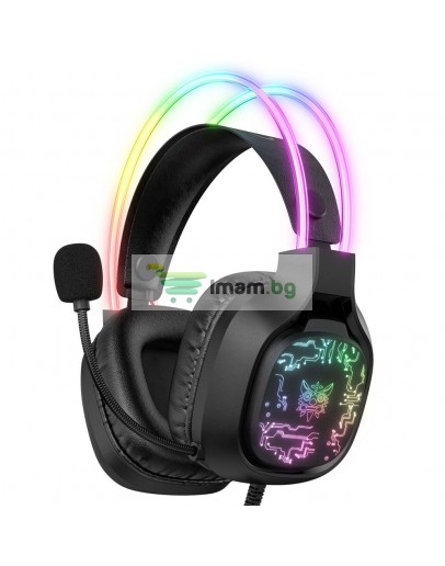 Слушалки Onikuma X22, За компютър, Микрофон, Подсветка, 3.5mm, USB, Черен - 20773