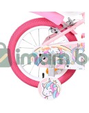 Детски велосипед с помощни колела, Volare Unicorn, 14 инча - розов