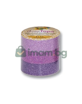 Комплект блестящи лепенки за декорации, WASHI TAPE, Розово-лилави, 3 бр.