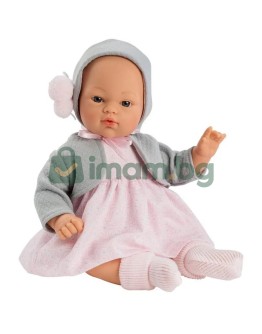 Кукла-бебе Коке, с розова рокля и сива жилетка
